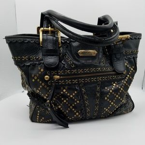 Isabella Fiore black Stud Muffin large tote purse